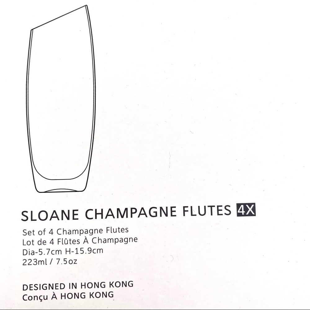 BACK IN STOCK! NIB Bomshbee Sloane Slanted Champagne Flutes (4) - Picture 10 of 13
